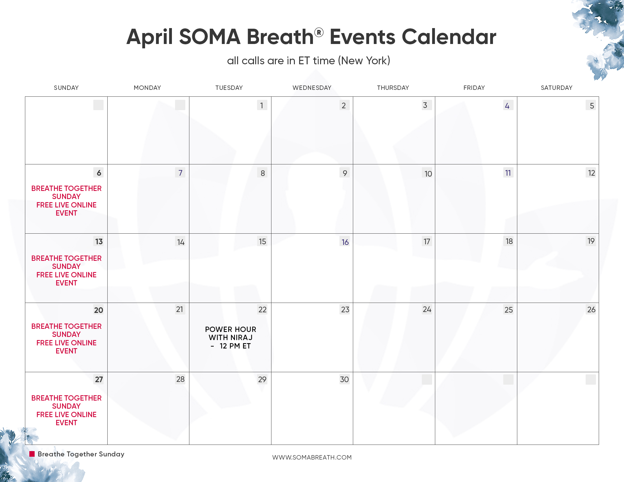 April 2025 Event Calenda